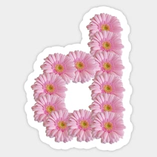 Letter d Pink Gerbera Daisy Sticker